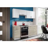 LAYMAN - KUCHNIA EKONOMICZNA ECOmodel ZESTAW KUCHENNY 1,8 m szafki górne w połysku, szafki dolne płyta laminowana