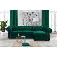 Mars Meble - VALENTINO XL DARK GREEN Narożnik z przedłużonym bokiem | z funkcją spania i pojemnikiem PROMOCJA