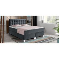 PMW - GUMI Łóżko kontynentalne z pojemnikiem | 180x200 | Wysokość zagłówka 120 cm | Materac Komfort | Topper HR