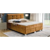 PMW - KAMA Łóżko kontynentalne z pojemnikiem | 180x200 | Wysokość zagłówka 120 cm | Materac Komfort | Topper HR