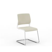 NOWY STYL - XILIUM Krzesło Konferencyjne FRAME CHAIR CF UPH WHITE | na płozie | Oparcie - Tapicerowane