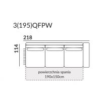 GALA COLLEZIONE - ARIA Sofa 3 osobowa z prawym bokiem i funkcją spania 3(195)QFPW