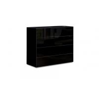 NEW ELEGANCE - NEW ELEGANCE GLASS Komoda wykończona szkłem | Czarna