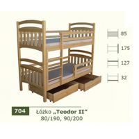 PANKAU - Łóżko piętrowe Teodor II z materacem piankowym (spanie 80/190)