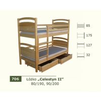 PANKAU - Łóżko piętrowe Celestyn II bez materaca piankowego (spanie 90/200)
