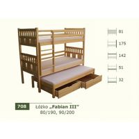 PANKAU - Łóżko piętrowe Fabian III z materacem piankowym (spanie 90/200)