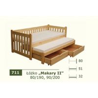 PANKAU - Łóżko parterowe Makary II z materacem piankowym (spanie 80/190)