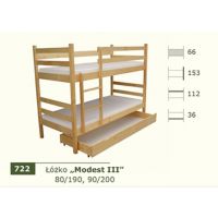 PANKAU - Łóżko piętrowe Modest III bez materaca piankowego (spanie 90/200)