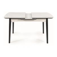 SIGNAL - APOLLO Stół 80x120-160x76h | Blat biały mat efekt marmuru | Stelaż czarny