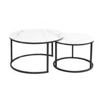 SIGNAL - ATLANTA C Ława | Biały mat, efekt marmuru | Czarny mat