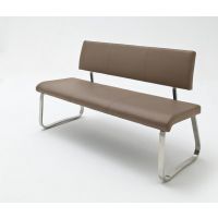 MC AKCENT - ARCO 2 Ławka na płozie | Stal szlachetna szczotkowana | Skóra cappuccino | 175x59x86 | AB2L20CX