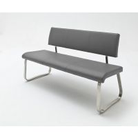 MC AKCENT - ARCO Ławka na płozie | Stal szlachetna szczotkowana | Ekoskóra szara | 175x59x86 | AB2L10GX