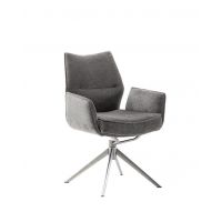 MC AKCENT - ASSENTO A Krzesło z podłokietnikiem | Tkanina antracyt | Stelaż stal szlachetna szczotkowana | Obrót siedziska | ASAA62AN | ASGE14EG
