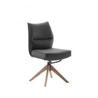 MC AKCENT - ASSENTO A Krzesło | Skóra antracyt | Stelaż dąb lity lakier | Obrót siedziska | ASAS20AN | ASGE24HL