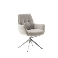 MC AKCENT - ASSENTO C Krzesło z podłokietnikiem | Tkanina krem | Stelaż stal szlachetna szczotkowana | Obrót siedziska | ASCA62CR | ASGE14EG