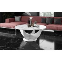 HUBERTUS - CAPRI 100 Ława okrągła | Super Print | Marmur | Marble White HG | Biały połysk