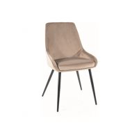 SIGNAL - COBE Velvet Krzesło | Ciemny beż Tapicerka Bluvel 40 | Stelaż Czarny mat