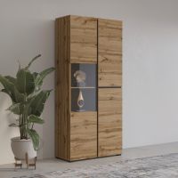 HELVETIA MEBLE WIERUSZÓW - CROSS Witryna 24N6MY12 | Dąb wotan / dab wotan-czarny