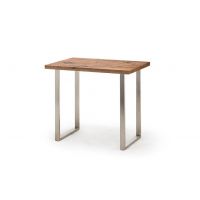 MC AKCENT - CASTELLO Stolik barowy 120x80 | Dąb lity bassano ze spękaniami | Stelaż stal szlachetna szczotkowana | CAC120EB