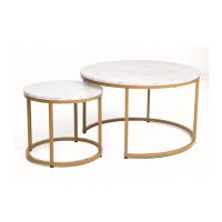 SIGNAL - DION Ława | Biały efekt marmuru | Złoty