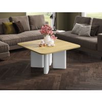 HUBERTUS - DIVERSO Ława 80x80x50 | Dąb artisan | Biały połysk