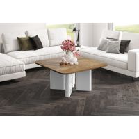 HUBERTUS - DIVERSO Ława 80x80x50 | Dąb pradawny | Biały połysk