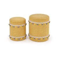 HALMAR - GRADO Zestaw dwoch puf z pojemnikiem | żółty