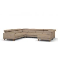 Bydgoskie Meble - GOYA Narożnik 3F-TE-1,5RF-1,5RF-TE-1,5HT/BK | Z funkcją spania | Stelaż włoski | Dwa fotele z elektrycznym relaksem | Pojemnik