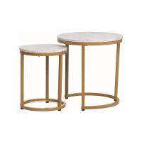 SIGNAL - HOLA Ława | Biały efekt marmuru | Stelaż złoty