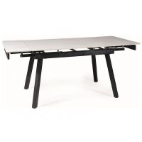 SIGNAL - JOHN Stół 90x150-210 | Biały połysk | Czarny mat | DOSTĘPNE OD RĘKI