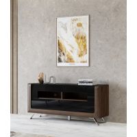 Bydgoskie Meble - KASAI Komoda TV 2S | 24RWMI41 | Orzech koloumbia - czarny połysk