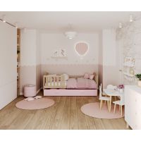 AJK meble - KUBUŚ P Łóżko parterowe 1-osobowe z szufladą 160x80cm | Sosna