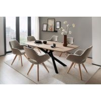 MC AKCENT - LIVERPOOL Stół 200x100 | Dąb lity dziki olejowany | Grubość blatu 2,5 cm | Stelaż metal lakier czarny mat | LP20TSWE