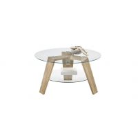 MC AKCENT - LUBLIN Stolik okrągły | Blat szklany | Stelaż drewno dębowe olejowane | 58685A19