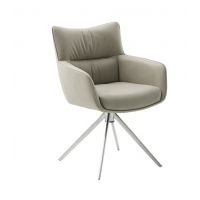 MC AKCENT - LIMONE 2E Krzesło | Nogi skośne stal szlachetna szczotkowana | Obrót siedziska | Skóra Krem | L24E20CR