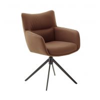 MC AKCENT - LIMONE 2S Krzesło | Nogi skośne lakier czarny mat | Obrót siedziska | Skóra Brązoworuda | L24S20RB