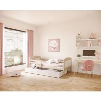 AJK meble - MATEUSZ P Łóżko parterowe 1-osobowe z szufladą 190x80cm | Sosna