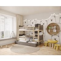 AJK meble - MAX Łóżko Piętrowe 2-osobowe z Szufladą 190x80cm