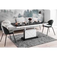 HUBERTUS - MATERA MAX Ławostół | Blat Czarny połysk | Noga Biało / Czarna | Podstawa Czarny połysk