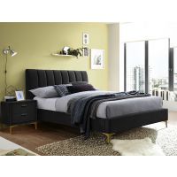 SIGNAL - Mirage Velvet Łóżko 160x200 | Czarny aksamit 186 | Metal złoty