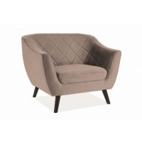 SIGNAL - MOLLY 1 Velvet Fotel | Tkanina | Ciemny Beż Bluvel 40 | Nogi wenge | z MR