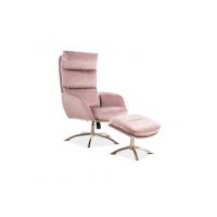 SIGNAL - MONROE Velvet Fotel z podnóżkiem | Tkanina | Antyczny róż Bluvel 52 | z MR