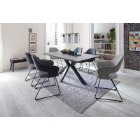 MC AKCENT - NAGANO Stół 160-240x90 | Jasnoszary | Stelaż czarny mat | NG16SMHG