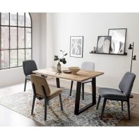 MC AKCENT - PALAIS Stół 220x100 | Dąb lity burgundzki | Obrzeże ciosane | Noga trapez | PATP22ZB | PATGTSXL