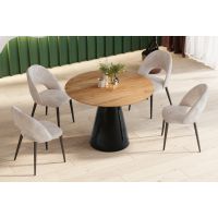 HUBERTUS - PINETO LAMI Stół 100 | Blat Dąb Pradawny | Noga Czarny połysk