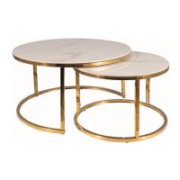 SIGNAL - PORTAFINO A Ława fi60 fi45 | Zestaw | Biały | Stelaż złoty