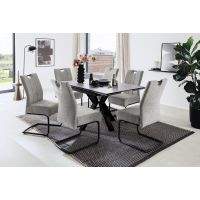 MC AKCENT - PALLINI Stół 150x90x76 | po rozłożeniu 150x150 | Blat Jasnoszary | Noga Czarna | PA90SMHG