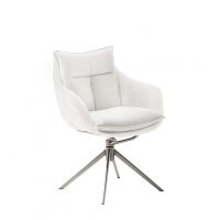 MC AKCENT - PARKER E Krzesło z podłokietnikami | Obrót siedziska | Stal szlachetna szczotkowana | Tkanina Krem | PKAE60CR