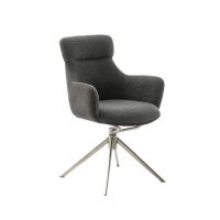 MC AKCENT - PELION E Krzesło z podłokietnikami | Obrót siedziska | Stal szlachetna szczotkowana | Tkanina Antracyt | PLAE54AN