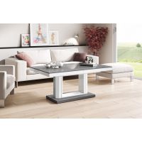 HUBERTUS - QUADRO LUX Ławostół | Blat Szary połysk | Noga Biała